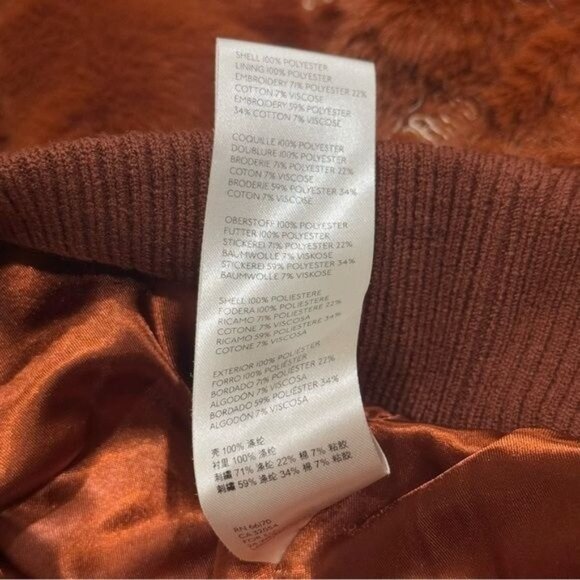 Anthropologie Plaid Teddy Bomber Jacket Rich Rust Cozy Soft Cabin Holiday 1X - Picture 11 of 13